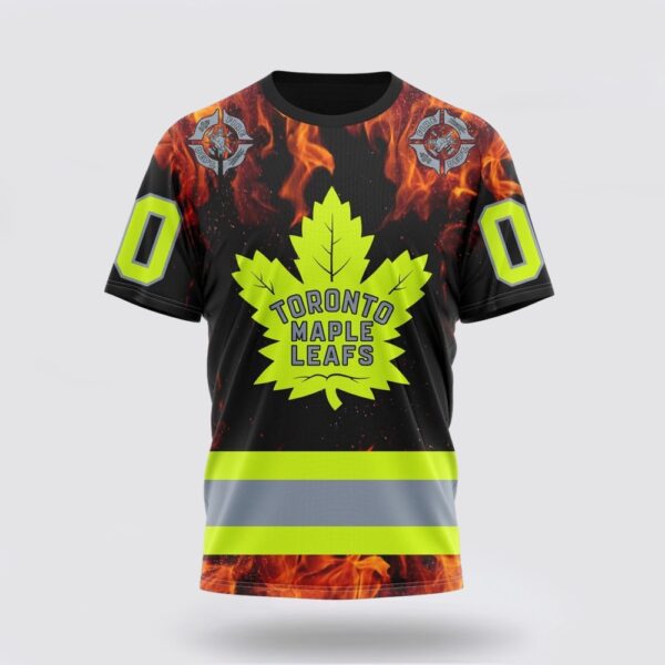 Personalized NHL Toronto Maple Leafs 3D T Shirt Special Design Honoring Firefighters Unisex Tshirt