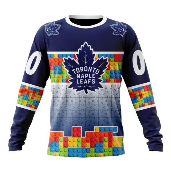 Personalized NHL Toronto Maple Leafs Crewneck Sweatshirt Autism Awareness Design