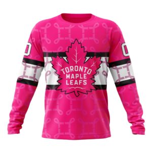 Personalized NHL Toronto Maple Leafs Crewneck Sweatshirt I Pink I Can In October We Wear Pink Breast Cancer 1
