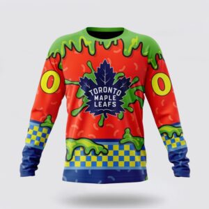 Personalized NHL Toronto Maple Leafs Crewneck Sweatshirt Special Nickelodeon Design 1