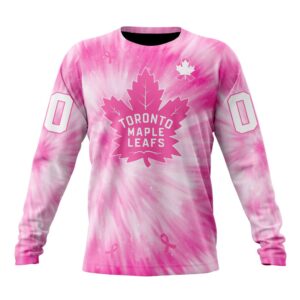 Personalized NHL Toronto Maple Leafs Crewneck Sweatshirt Special Pink Tie Dye Unisex Shirt 1