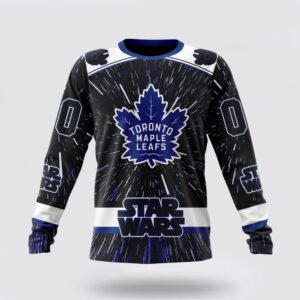 Personalized NHL Toronto Maple Leafs Crewneck Sweatshirt X Star Wars Meteor Shower Design 1