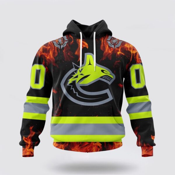 Personalized NHL Vancouver Canucks Hoodie Special Design Honoring Firefighters 3D Hoodie