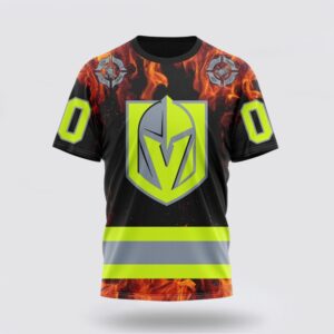 Personalized NHL Vegas Golden Knights 3D T Shirt Special Design Honoring Firefighters Unisex Tshirt 1