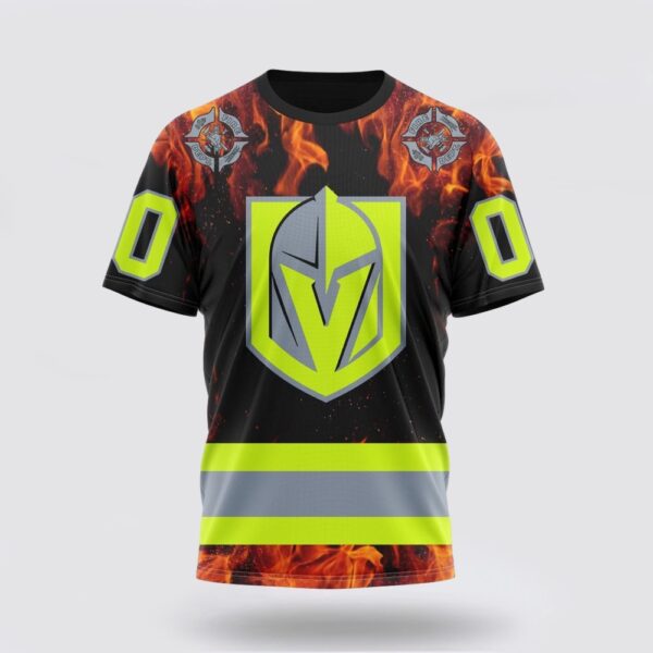 Personalized NHL Vegas Golden Knights 3D T Shirt Special Design Honoring Firefighters Unisex Tshirt