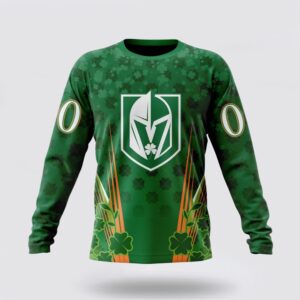Personalized NHL Vegas Golden Knights Crewneck Sweatshirt Full Green Design For St Patricks Day 1