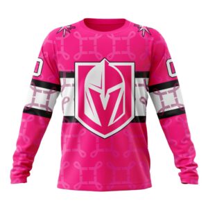 Personalized NHL Vegas Golden Knights Crewneck Sweatshirt I Pink I Can In October We Wear Pink Breast Cancer 1