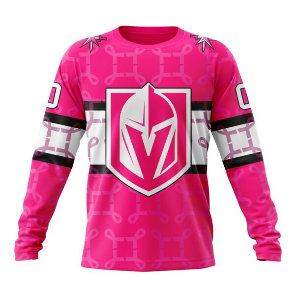 Personalized NHL Vegas Golden Knights Crewneck Sweatshirt I Pink I Can In October We Wear Pink Breast Cancer