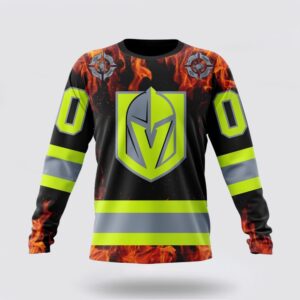 Personalized NHL Vegas Golden Knights Crewneck Sweatshirt Special Design Honoring Firefighters 1