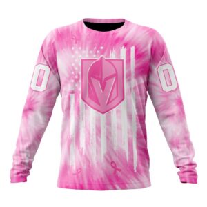 Personalized NHL Vegas Golden Knights Crewneck Sweatshirt Special Pink Tie Dye Unisex Shirt 1