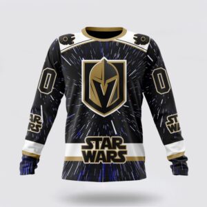 Personalized NHL Vegas Golden Knights Crewneck Sweatshirt X Star Wars Meteor Shower Design 1