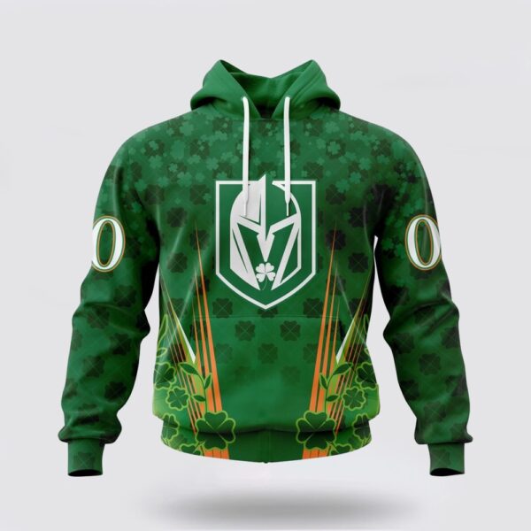 Personalized NHL Vegas Golden Knights Hoodie Full Green Design For St Patrick’s Day 3D Hoodie