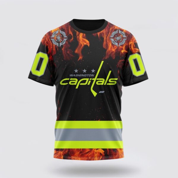 Personalized NHL Washington Capitals 3D T Shirt Special Design Honoring Firefighters Unisex Tshirt