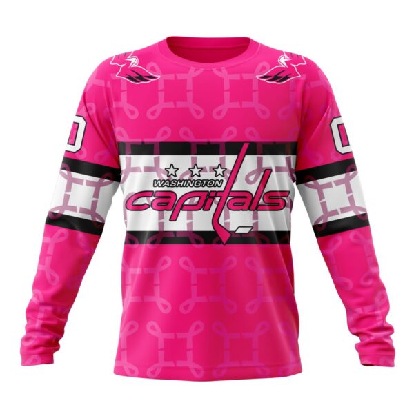 Personalized NHL Washington Capitals Crewneck Sweatshirt I Pink I Can In October We Wear Pink Breast Cancer