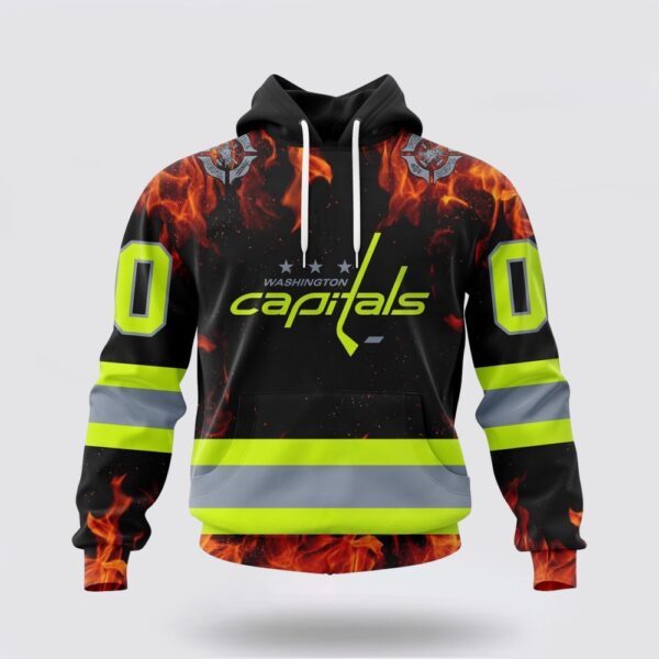 Personalized NHL Washington Capitals Hoodie Special Design Honoring Firefighters 3D Hoodie