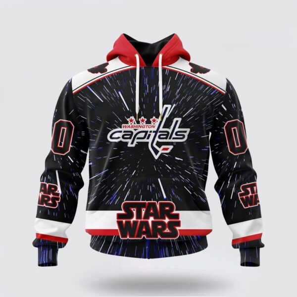 Personalized NHL Washington Capitals Hoodie X Star Wars Meteor Shower Design 3D Hoodie