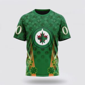 Personalized NHL Winnipeg Jets 3D T Shirt Full Green Design For St Patricks Day Unisex Tshirt 1