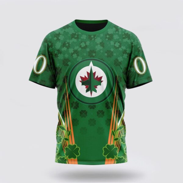 Personalized NHL Winnipeg Jets 3D T Shirt Full Green Design For St Patrick’s Day Unisex Tshirt