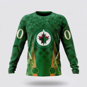 Personalized NHL Winnipeg Jets Crewneck Sweatshirt Full Green Design For St Patricks Day 1