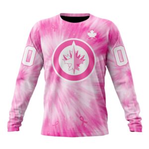 Personalized NHL Winnipeg Jets Crewneck Sweatshirt Special Pink Tie Dye Unisex Shirt 1