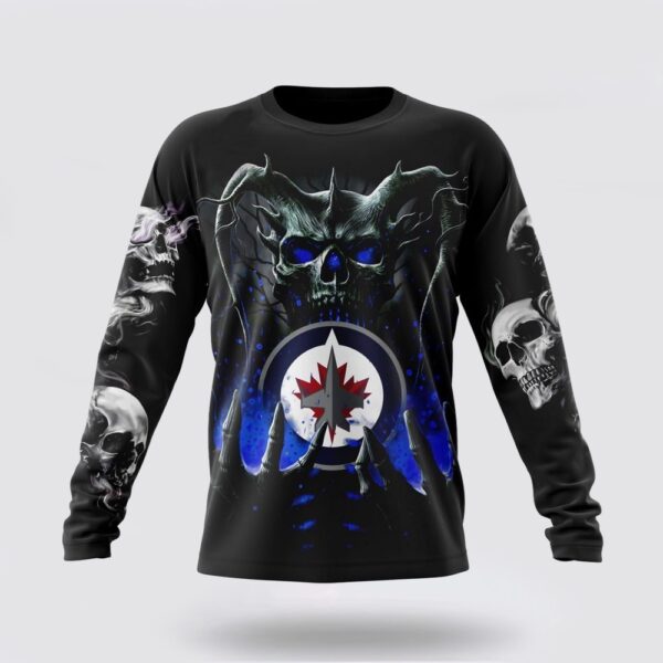 Personalized NHL Winnipeg Jets Crewneck Sweatshirt Special Skull Art Design