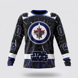 Personalized NHL Winnipeg Jets Crewneck Sweatshirt X Star Wars Meteor Shower Design 1
