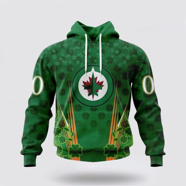 Personalized NHL Winnipeg Jets Hoodie Full Green Design For St Patrick’s Day 3D Hoodie