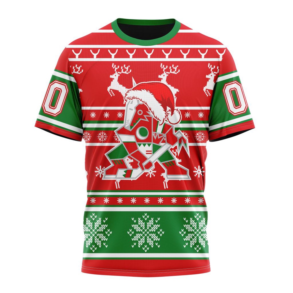 Custom NHL Arizona Coyotes 3D T Shirt Specialized Unisex Christmas Is Coming Santa Claus