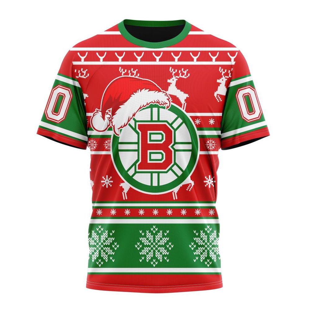 Custom NHL Boston Bruins 3D T Shirt Specialized Unisex Christmas Is Coming Santa Claus