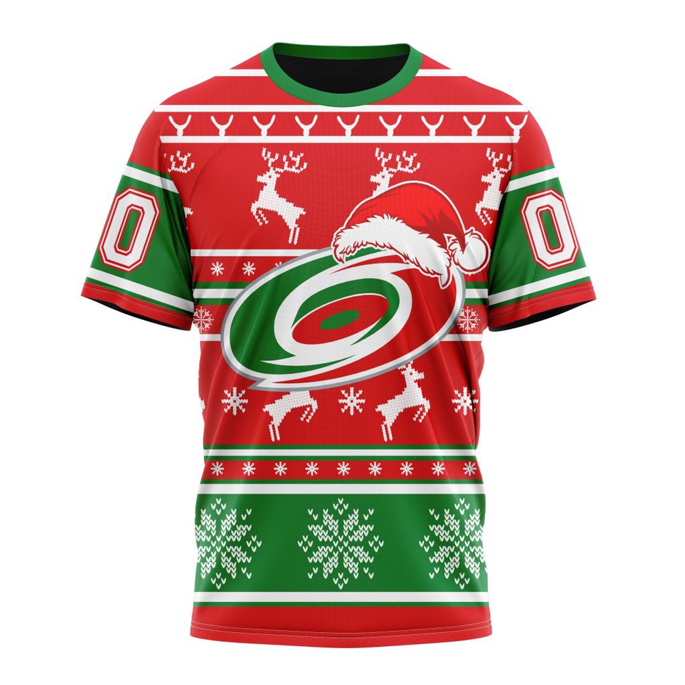 Custom NHL Carolina Hurricanes 3D T Shirt Specialized Unisex Christmas Is Coming Santa Claus