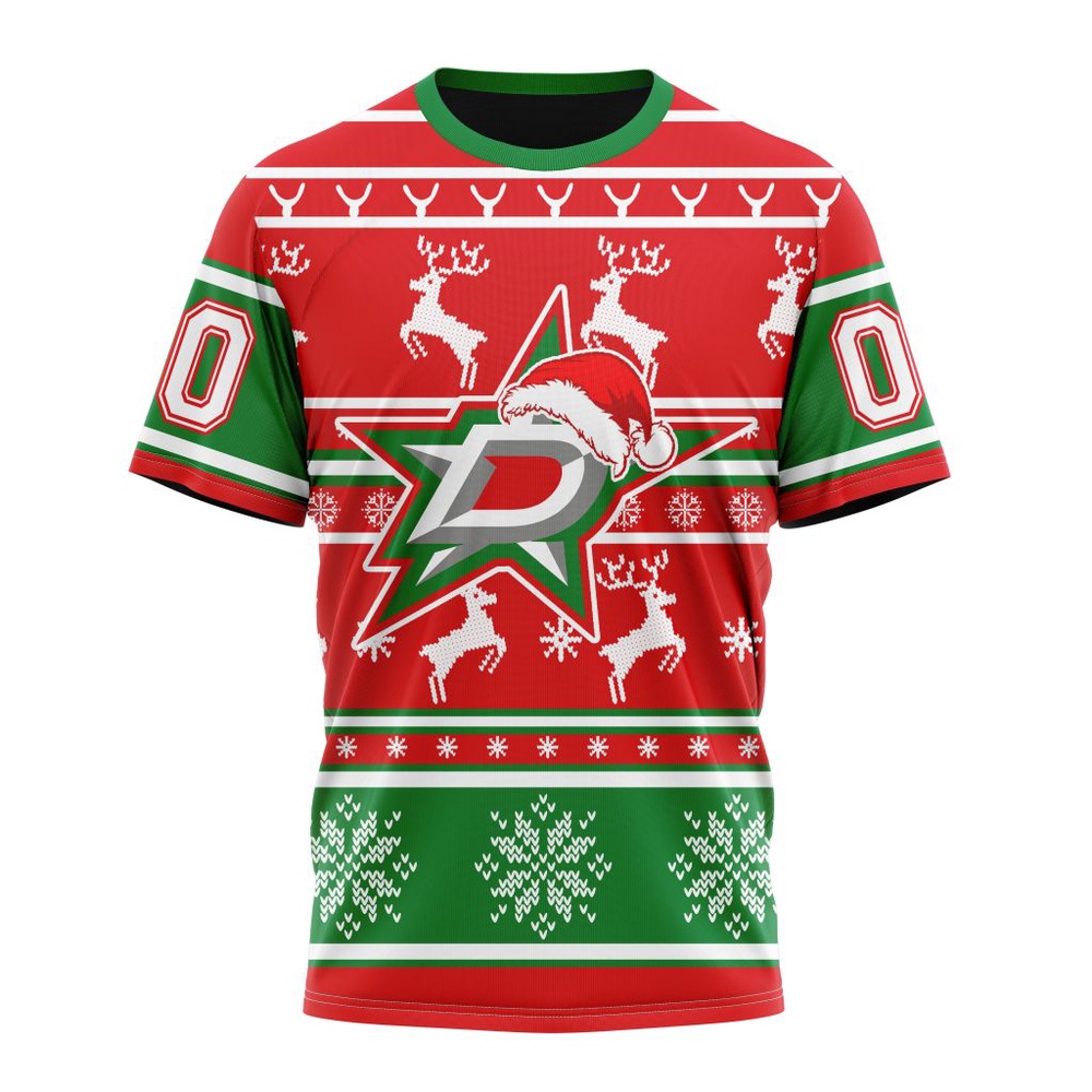 Custom NHL Dallas Stars 3D T Shirt Specialized Unisex Christmas Is Coming Santa Claus