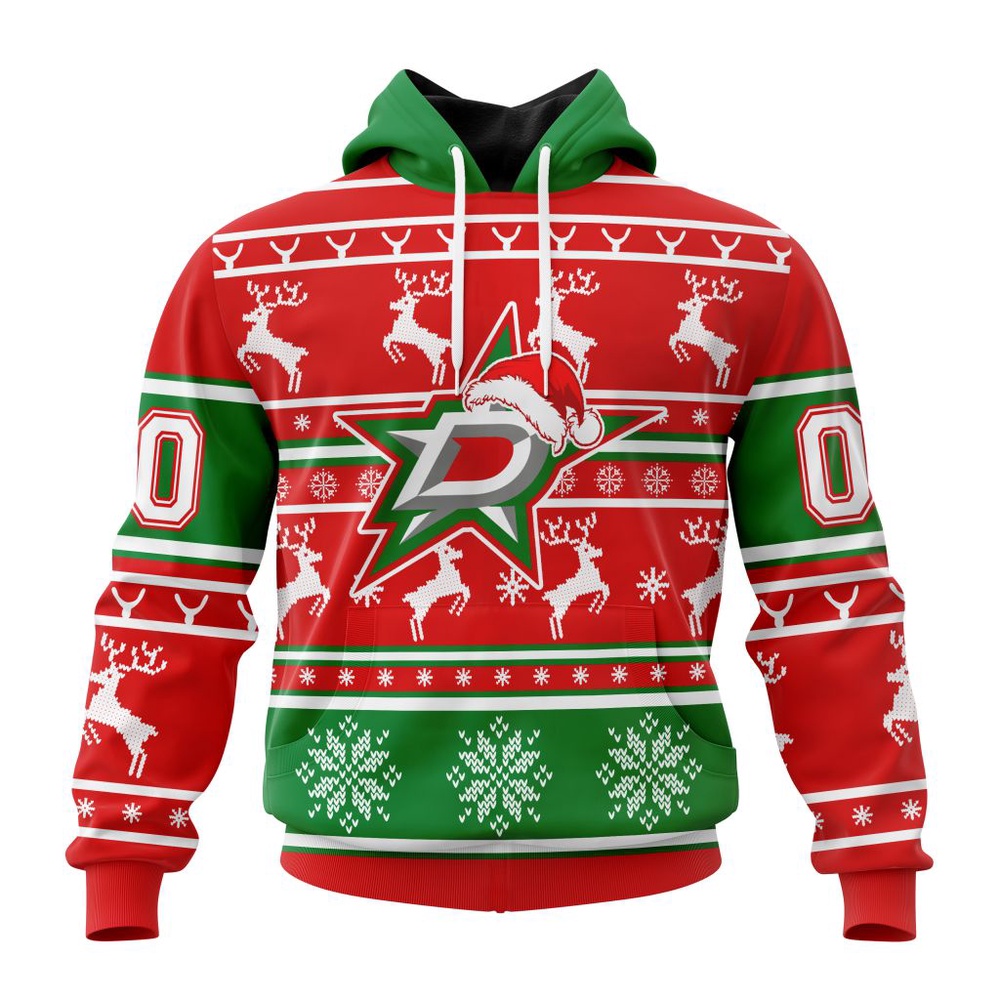 Custom NHL Dallas Stars Specialized Unisex Christmas Is Coming Santa Claus All Over Print Hoodie