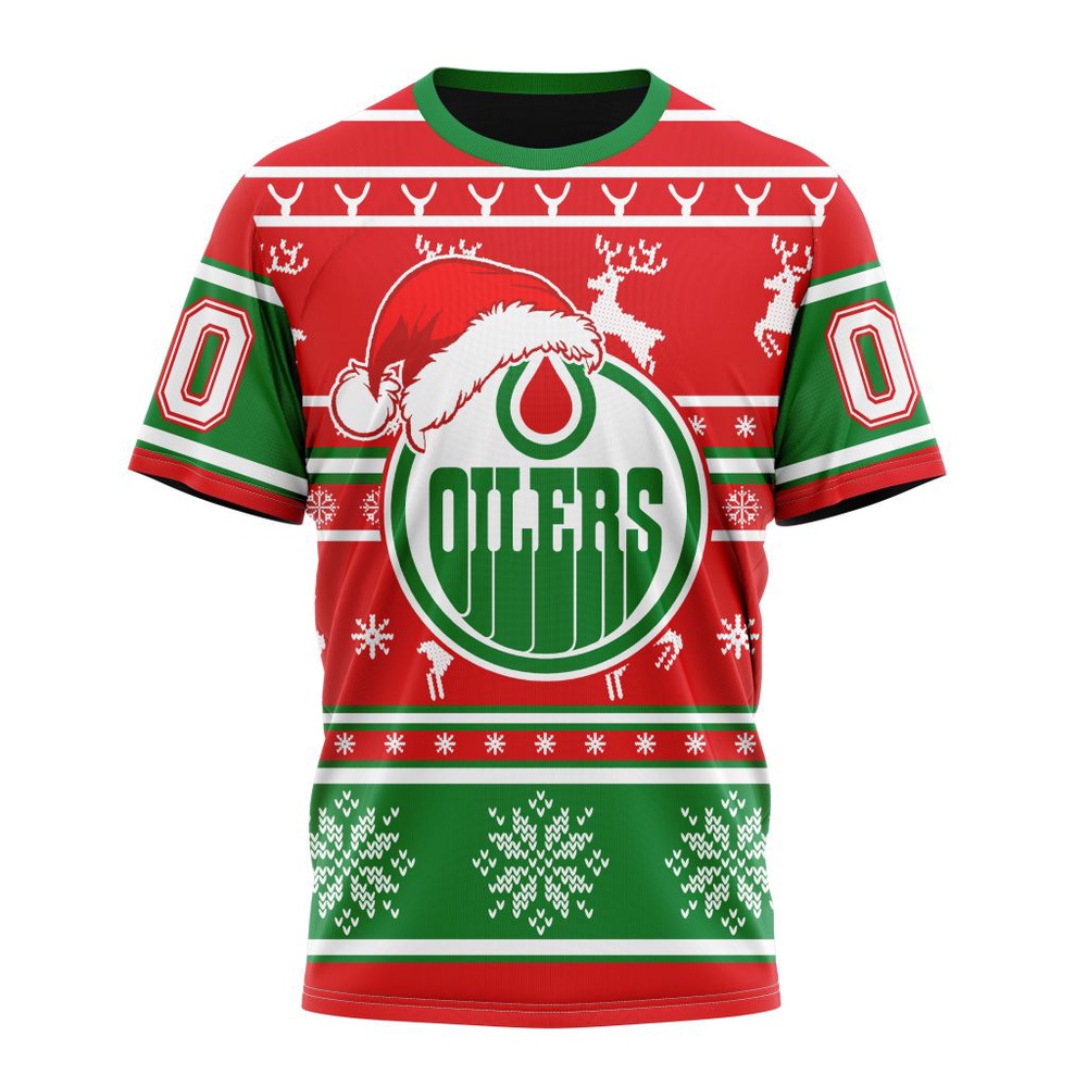 Custom NHL Edmonton Oilers 3D T Shirt Specialized Unisex Christmas Is Coming Santa Claus