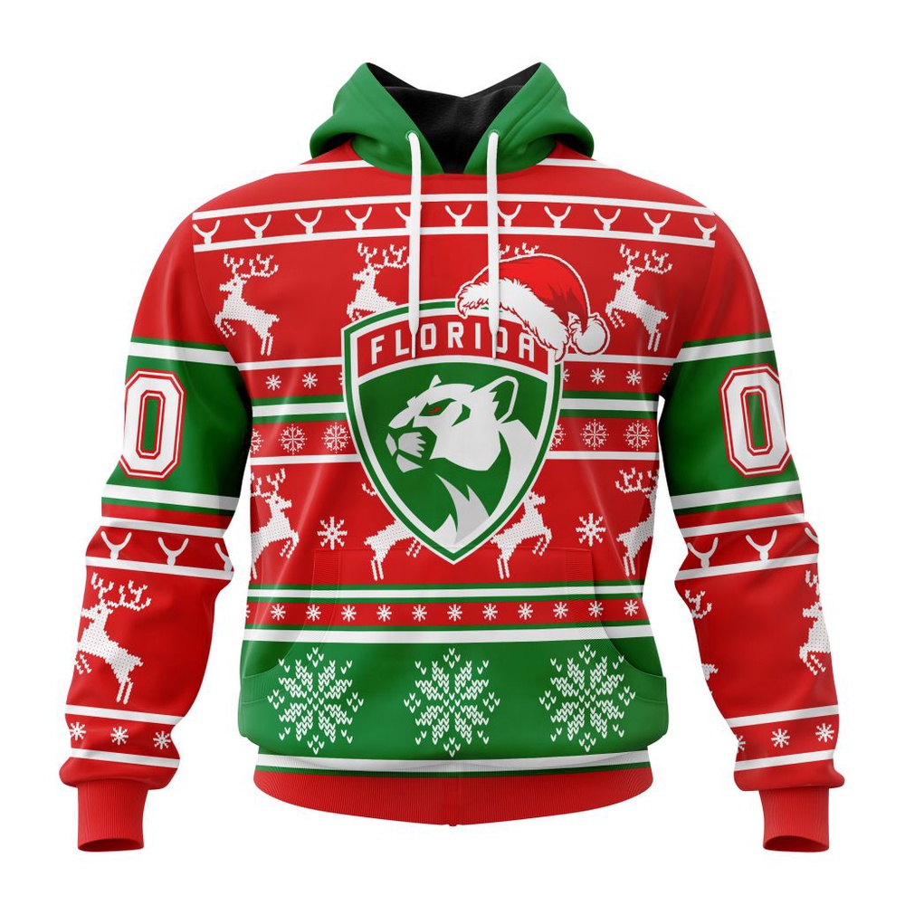 Custom NHL Florida Panthers Specialized Unisex Christmas Is Coming Santa Claus All Over Print Hoodie
