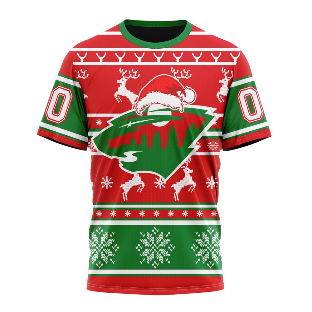 Custom NHL Minnesota Wild 3D T Shirt Specialized Unisex Christmas Is Coming Santa Claus