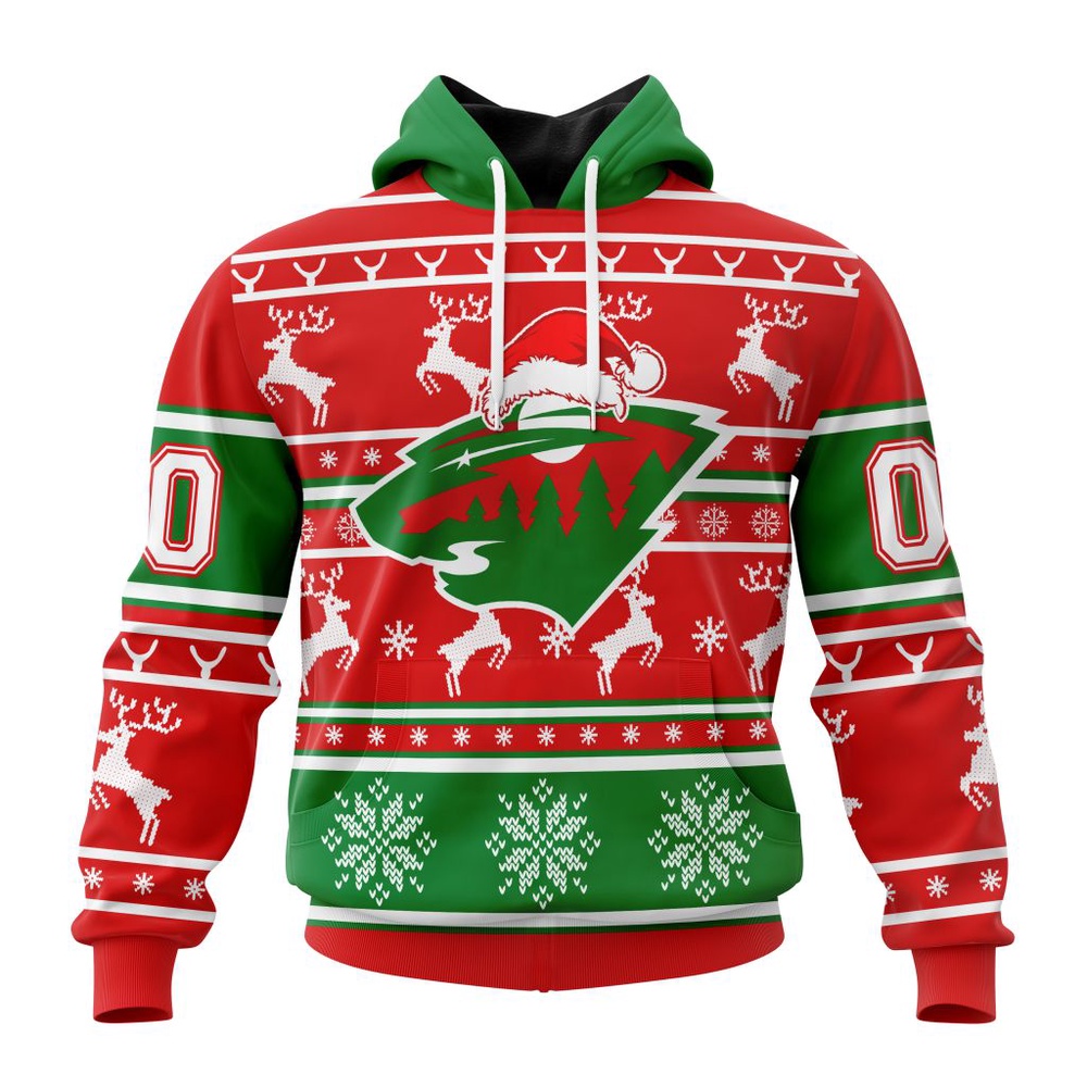 Custom NHL Minnesota Wild Specialized Unisex Christmas Is Coming Santa Claus All Over Print Hoodie
