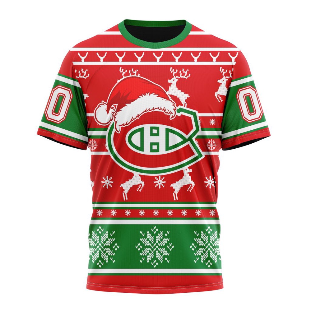 Custom NHL Montreal Canadiens 3D T Shirt Specialized Unisex Christmas Is Coming Santa Claus