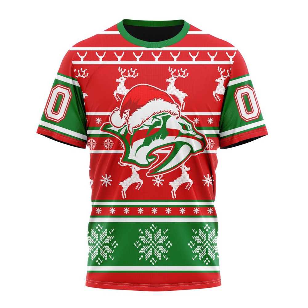 Custom NHL Nashville Predators 3D T Shirt Specialized Unisex Christmas Is Coming Santa Claus