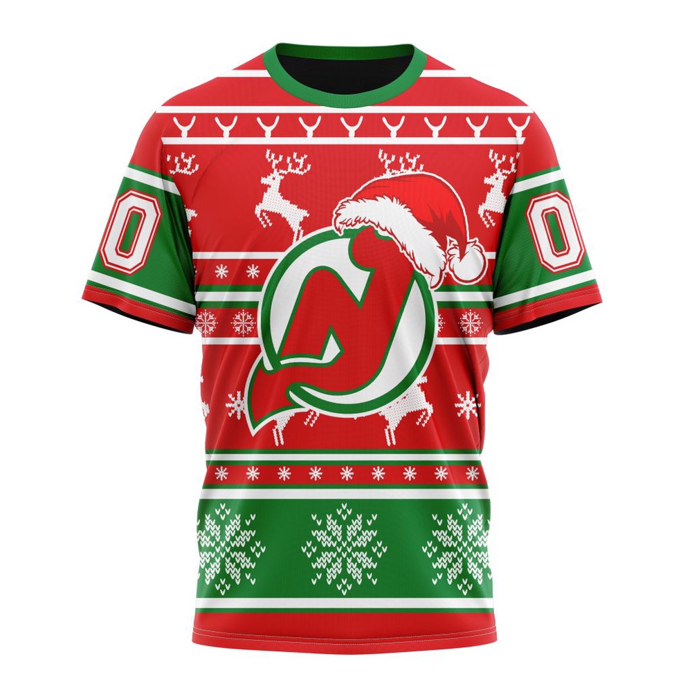 Custom NHL New Jersey Devils 3D T Shirt Specialized Unisex Christmas Is Coming Santa Claus
