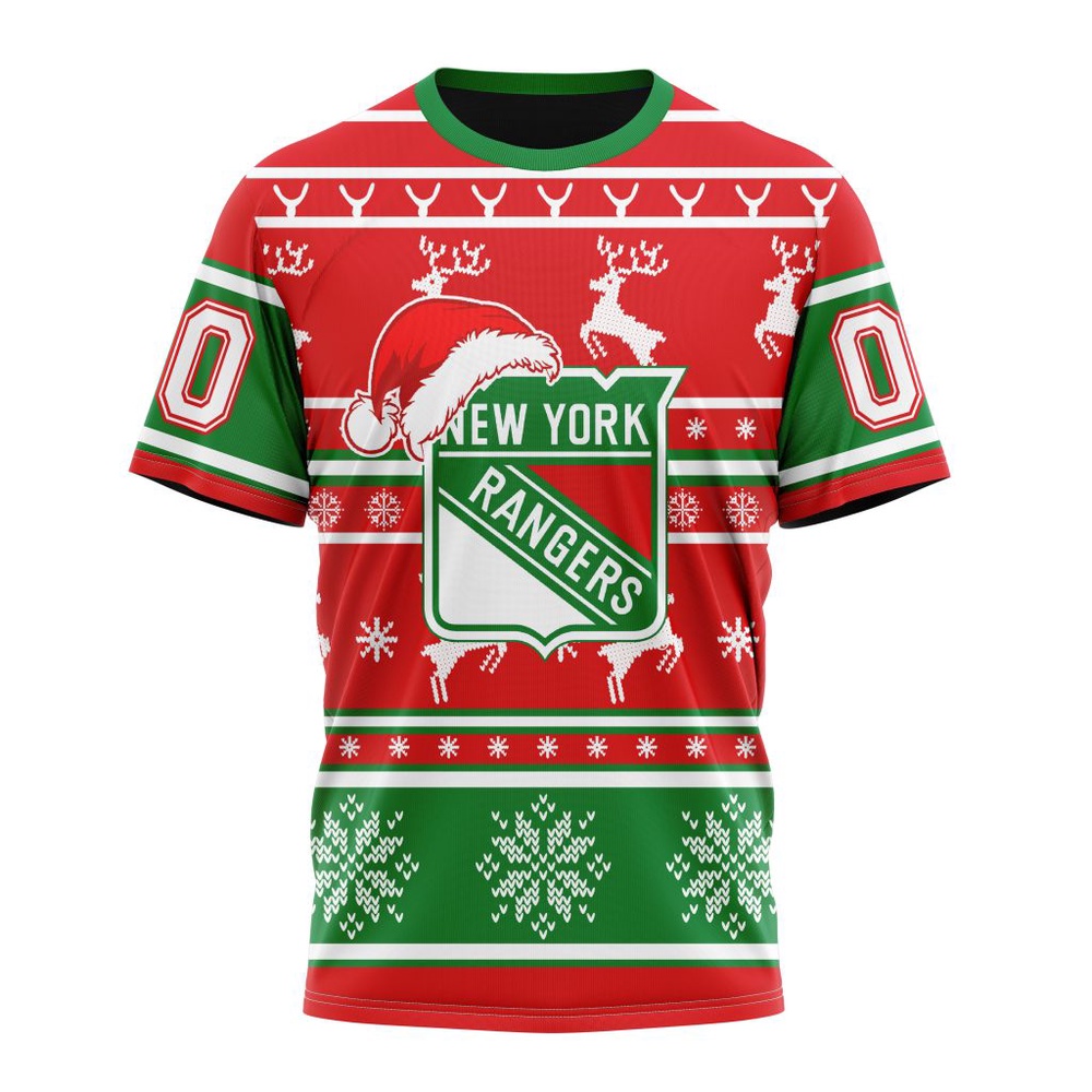 Custom NHL New York Rangers 3D T Shirt Specialized Unisex Christmas Is Coming Santa Claus