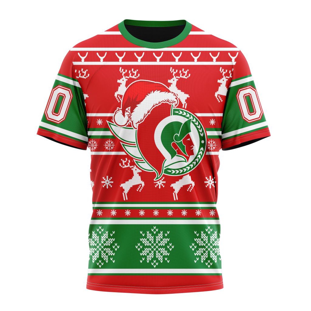 Custom NHL Ottawa Senators 3D T Shirt Specialized Unisex Christmas Is Coming Santa Claus