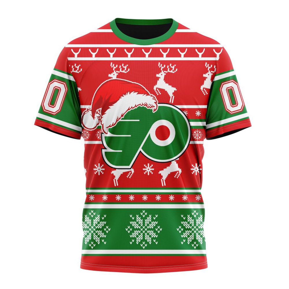 Custom NHL Philadelphia Flyers 3D T Shirt Specialized Unisex Christmas Is Coming Santa Claus