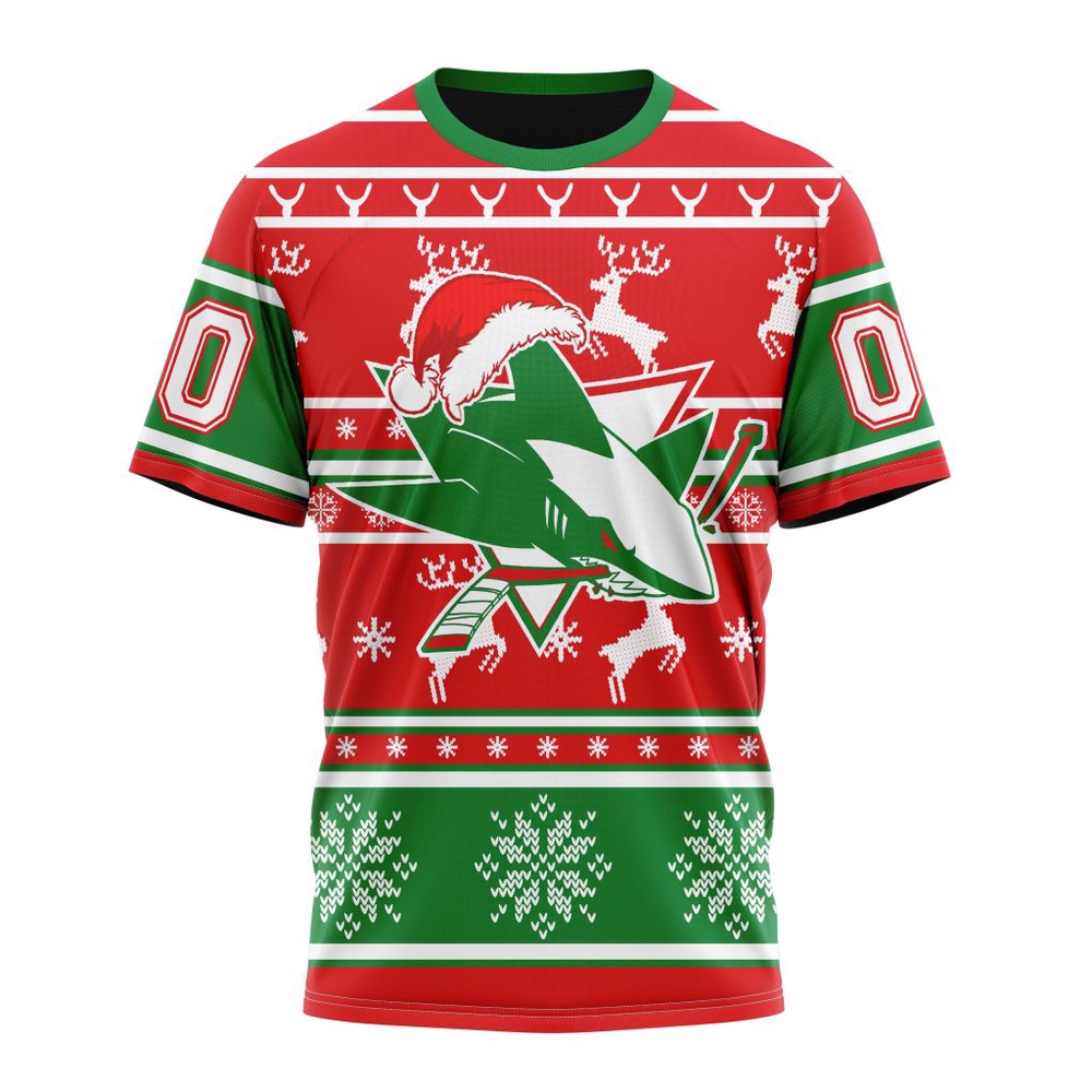 Custom NHL San Jose Sharks 3D T Shirt Specialized Unisex Christmas Is Coming Santa Claus