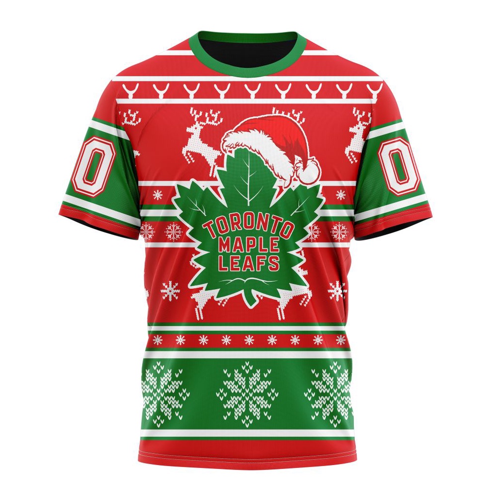 Custom NHL Toronto Maple Leafs 3D T Shirt Specialized Unisex Christmas Is Coming Santa Claus