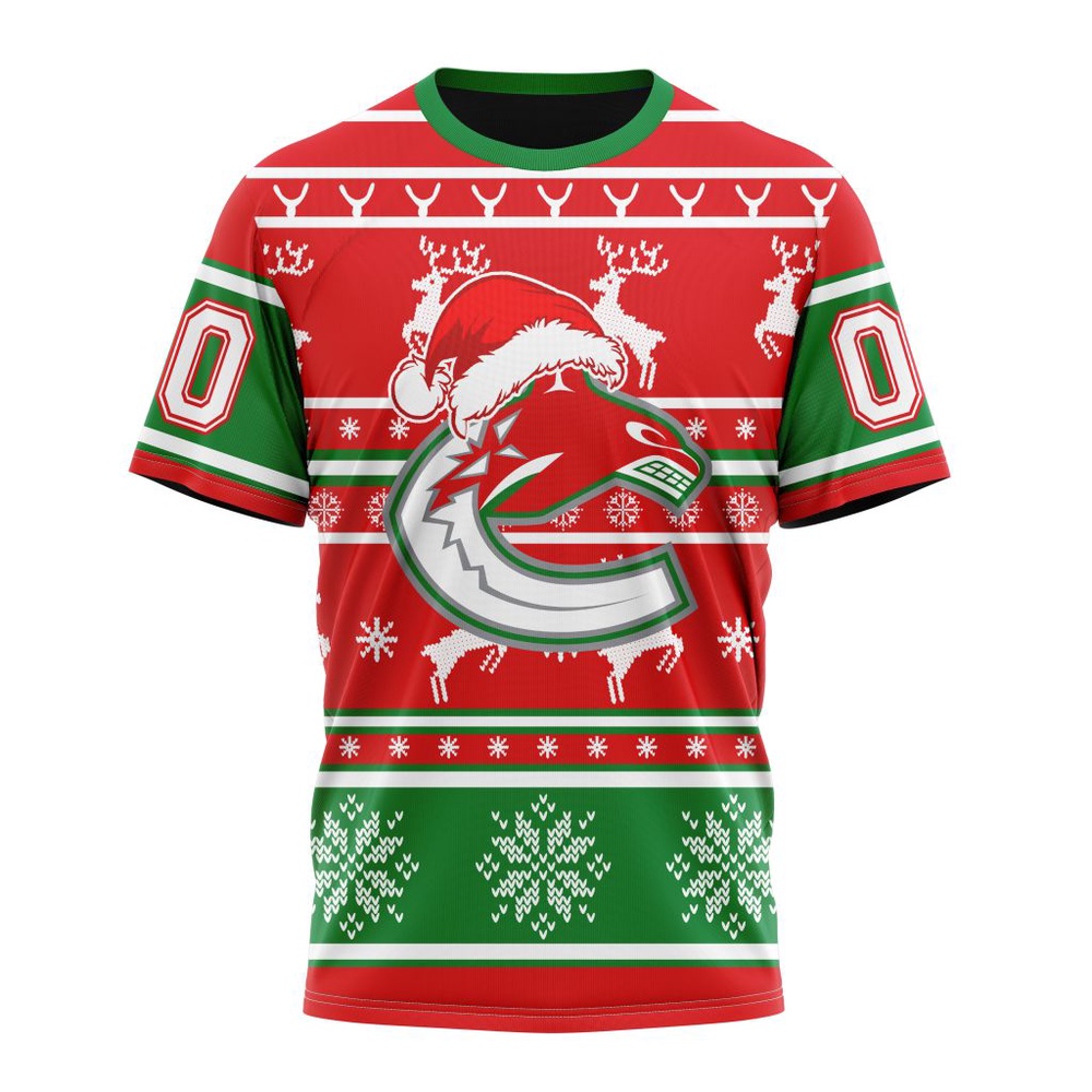 Custom NHL Vancouver Canucks 3D T Shirt Specialized Unisex Christmas Is Coming Santa Claus