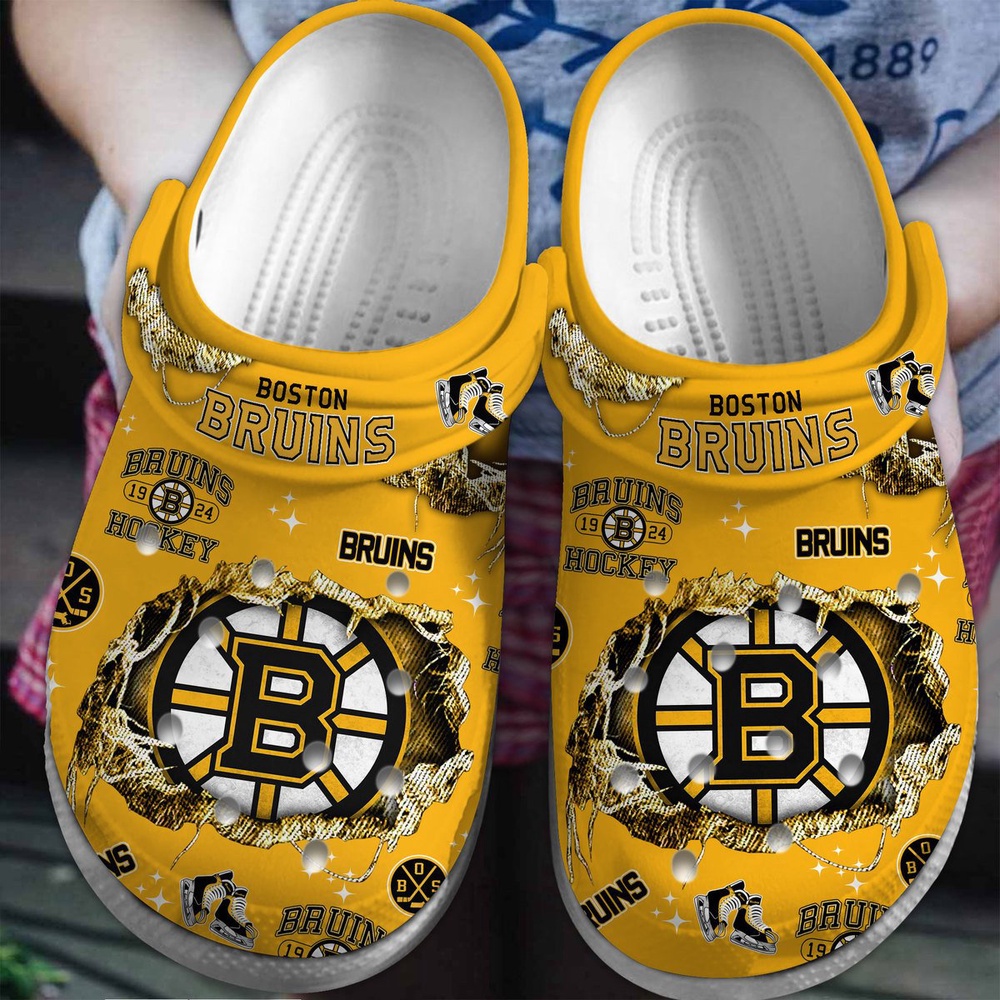 NHL Boston Bruins Crocs Crocband Hockey Clogs Shoes Comfortable