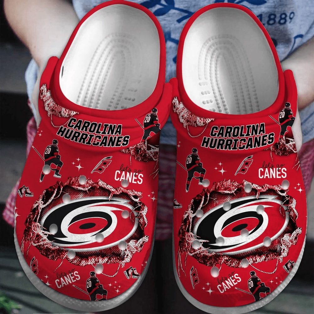 NHL Carolina Hurricanes Crocs Crocband Clogs Shoes Comfortable For Sports Fans