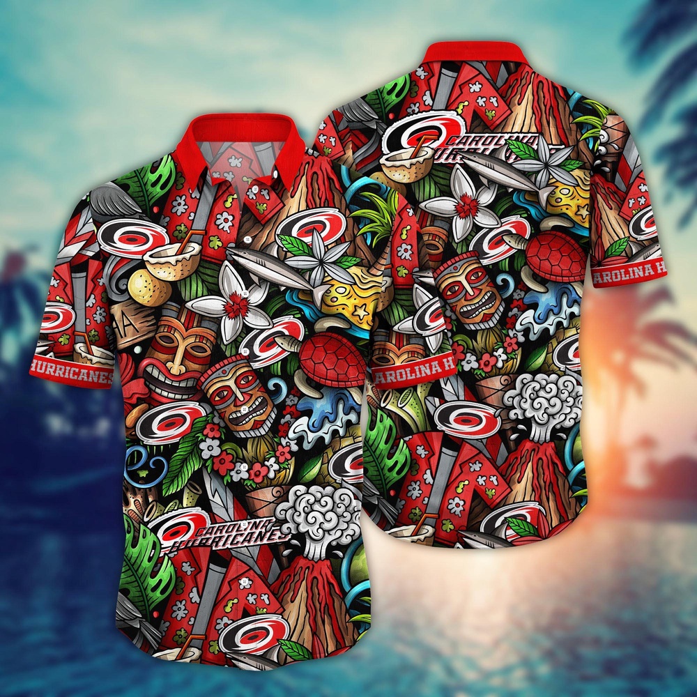 NHL Carolina Hurricanes Flower Hawaii Shirt For Fans Custom Summer Football Shirts