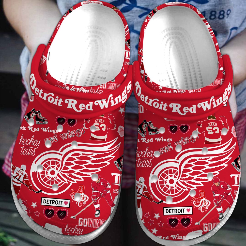 NHL Detroit Red Wings Crocs Crocband Hockey Clogs Shoes Comfortable