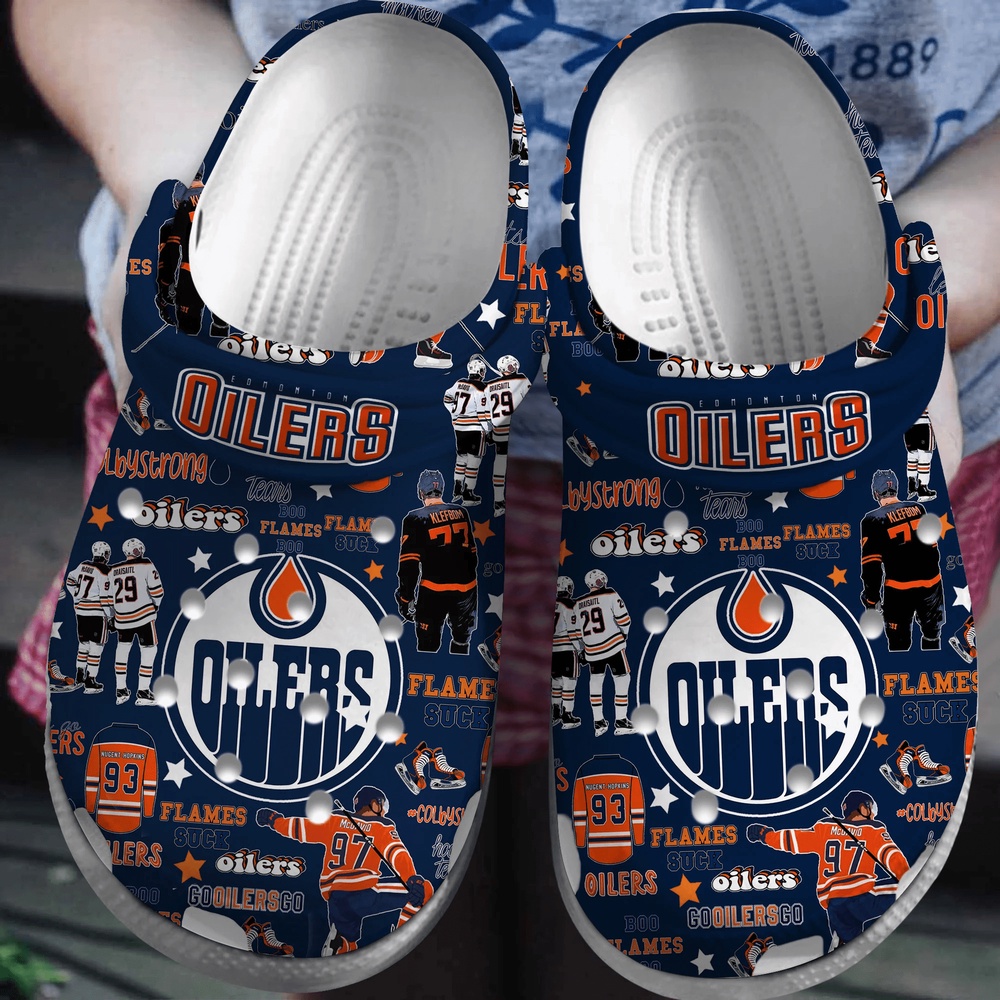 NHL Edmonton Oilers Crocs Crocband Hockey Clogs Shoes Comfortable